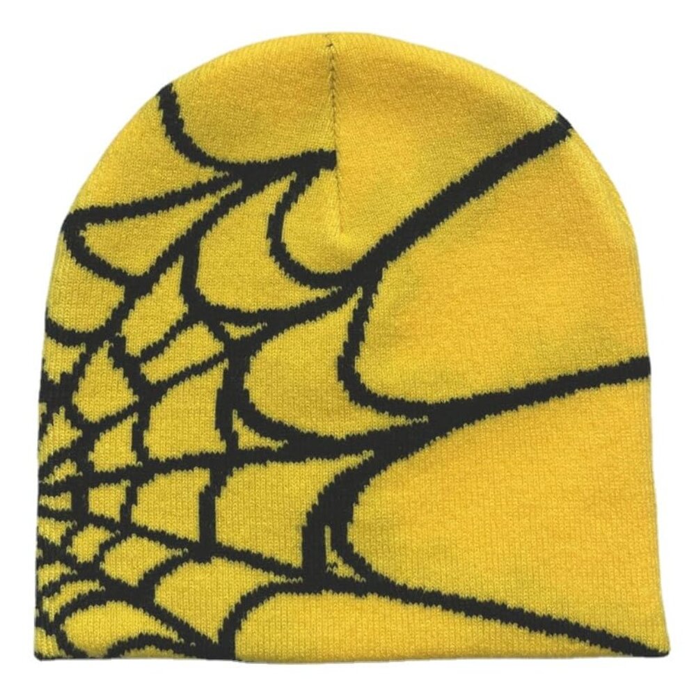 Y2K Gothic Spider Pattern Wool Acrylic Knit Beanie Unisex Winter Warm